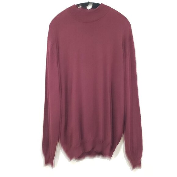 Paul Frederick Sweater Size L Maroon Extra Fine Merino Wool Pullover Mock - Picture 2 of 14